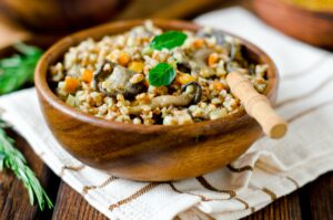 Bulgur-Risotto mit Kürbis und Champignons