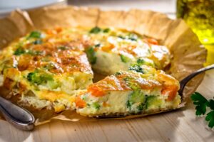 Tortilla mit Brokkoli, Möhren und Paprika